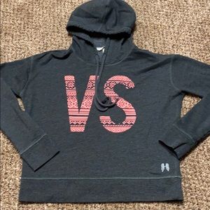 Victoria’s Secret XS grey pink graphic hoodie Sweatshirt fair isle print…